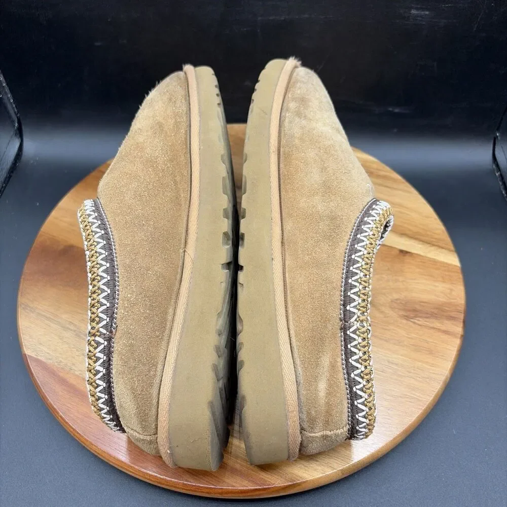 UGG Tasman Men's Size 9 Slip On Slippers Chestnut Brown Suede Lined Warm Shoes